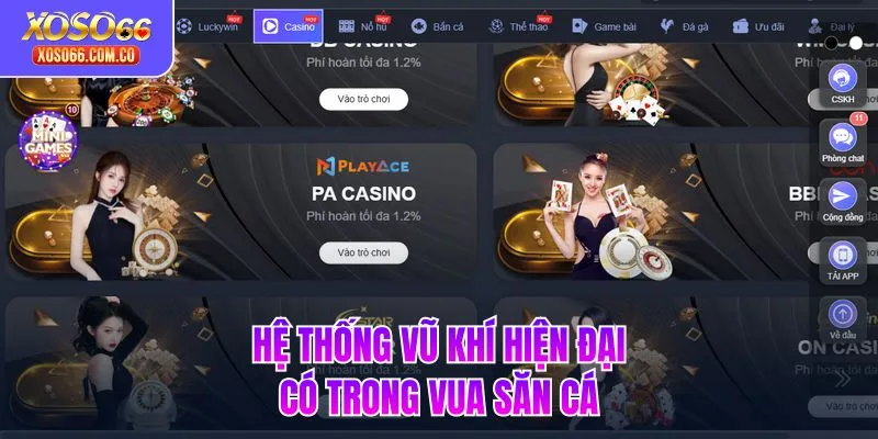 Hệ thống vũ khí hiện đại có trong Vua Săn Cá 