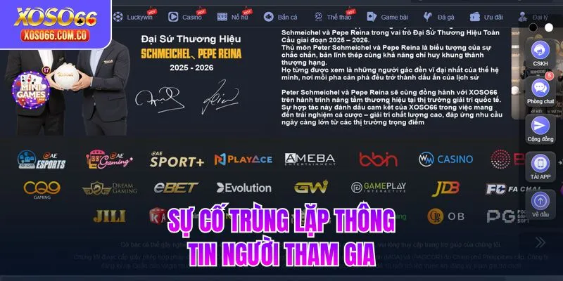 Sự cố trùng lặp thông tin người tham gia