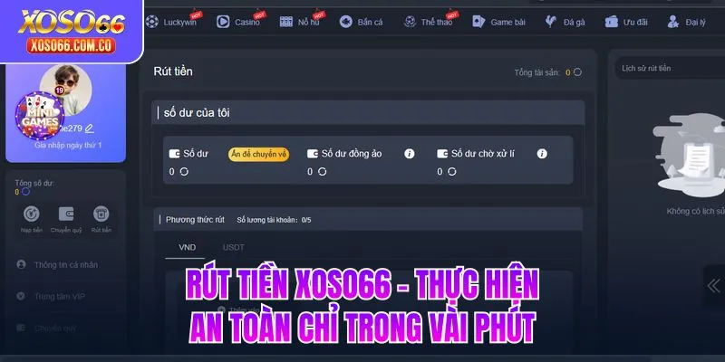 Rút Tiền XOSO66 - Thực Hiện An Toàn Chỉ Trong Vài Phút